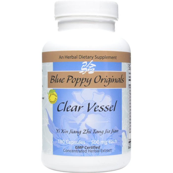 Blue Poppy Clear Vessel, 180 capsules, front of bottle