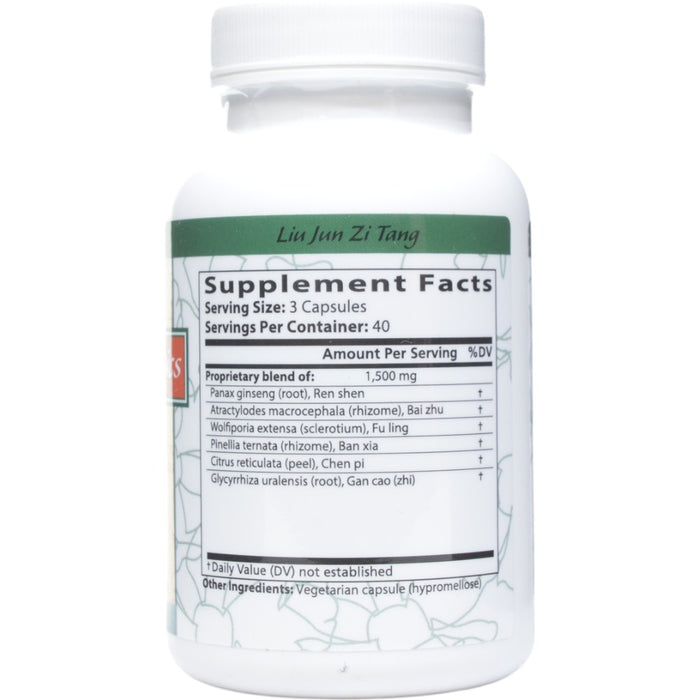 Blue Poppy Liu Jun Zi Tang 120 capsules supplement facts label