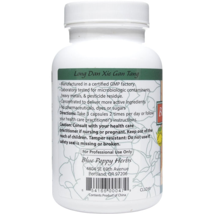 Blue Poppy Long Dan Xie Gan Tang 120 capsules directions label