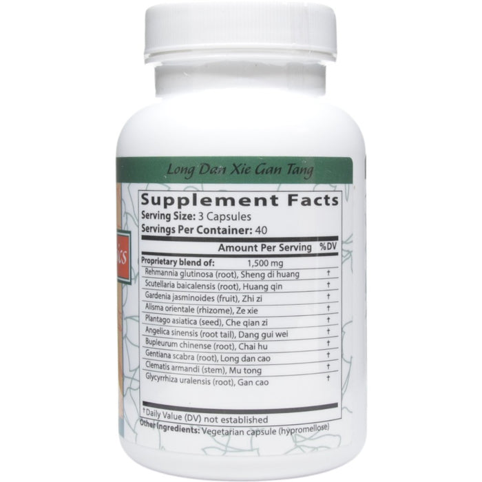 Blue Poppy Long Dan Xie Gan Tang 120 capsules supplement facts label