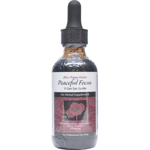 Blue Poppy Peaceful Focus, 2 fl oz, front of dropper bottle