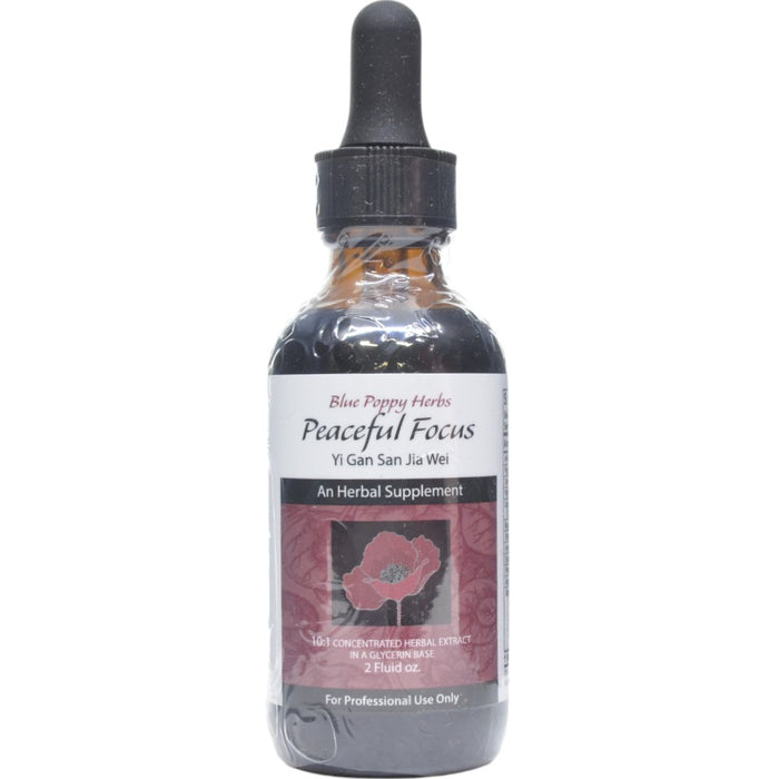 Blue Poppy Peaceful Focus, 2 fl oz, front of dropper bottle