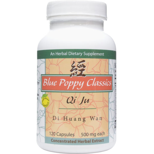 Blue Poppy Qi Ju Di Huang Wan, 120 capsules, front of bottle