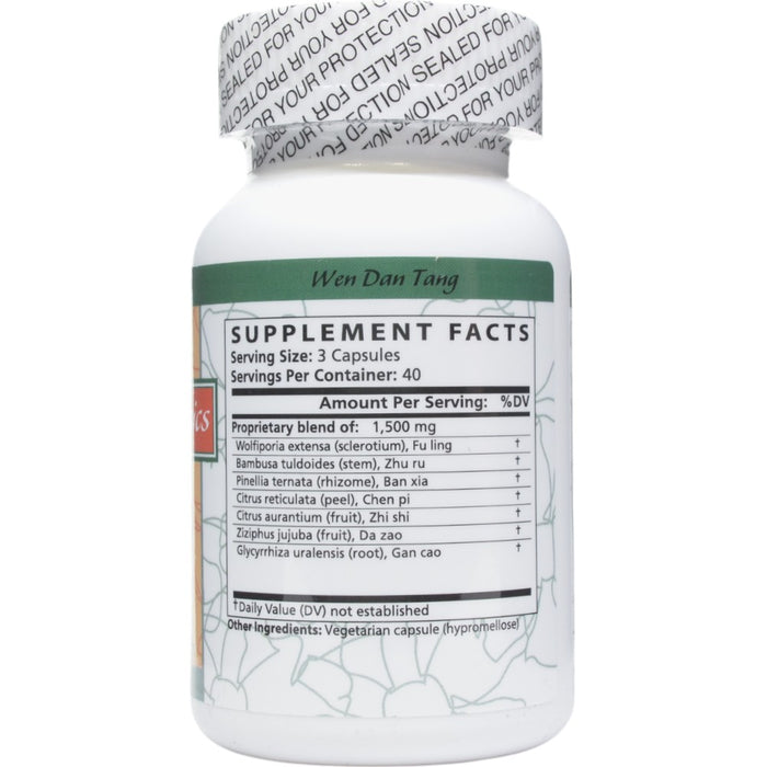 Blue Poppy Wen Dan Tang 120 capsules supplement facts label