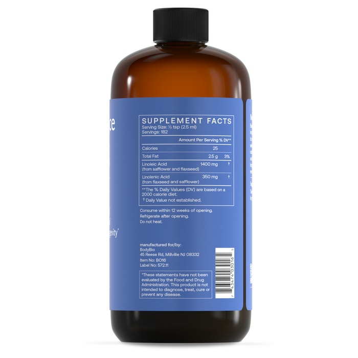 BodyBio Balance Oil 16 fl oz supplement facts label