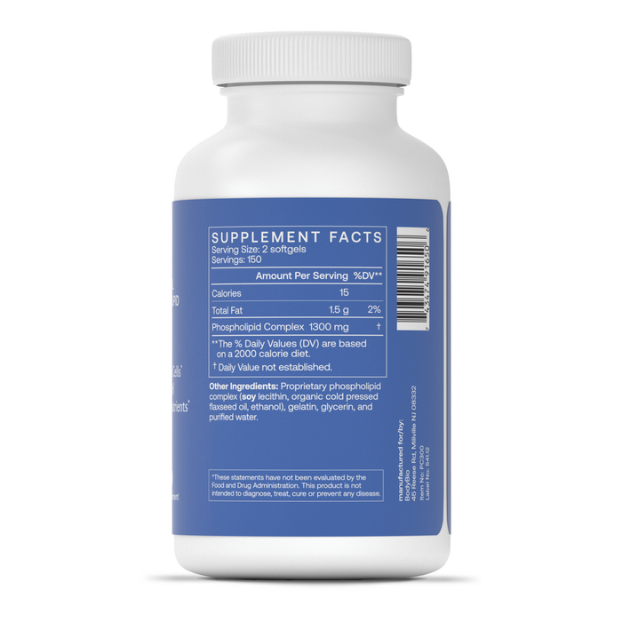 BodyBio PC 100 softgels supplement facts label