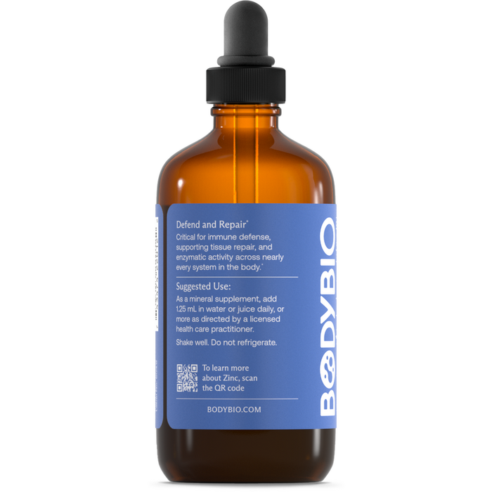 BodyBio Zinc Liquid 2 fl oz suggested use label