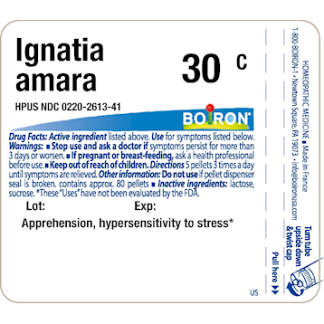 Boiron Ignatia amara 30C 80 pellets full label