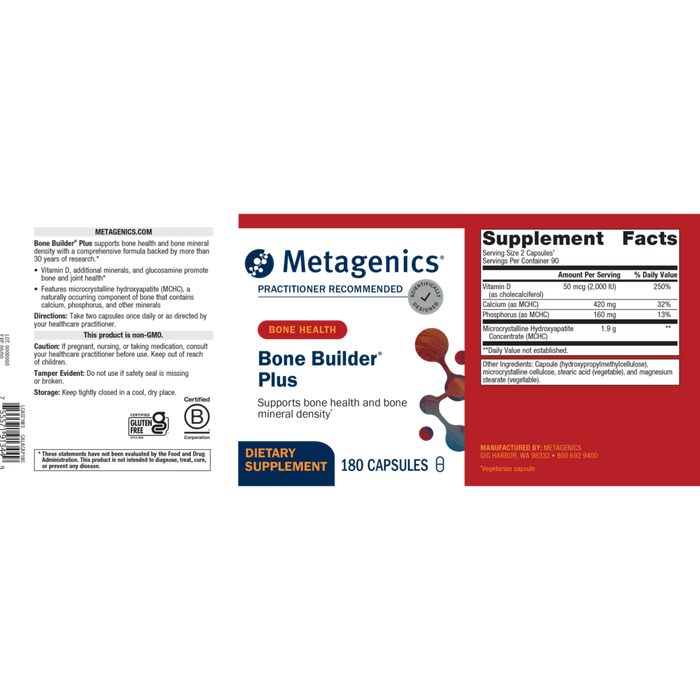 Bone Builder Plus By Metagenics label 