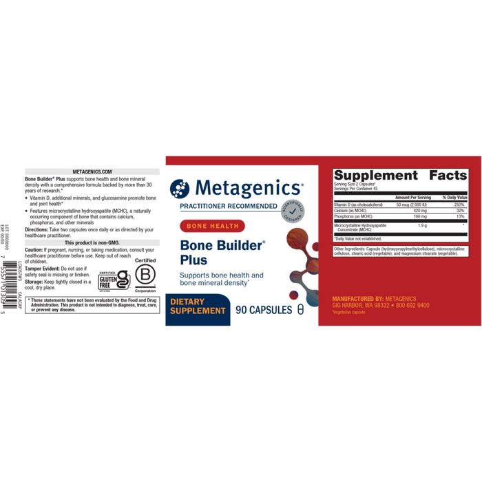 Bone Builder Plus By Metagenics label 