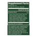 Supplement facts label with green background and white text