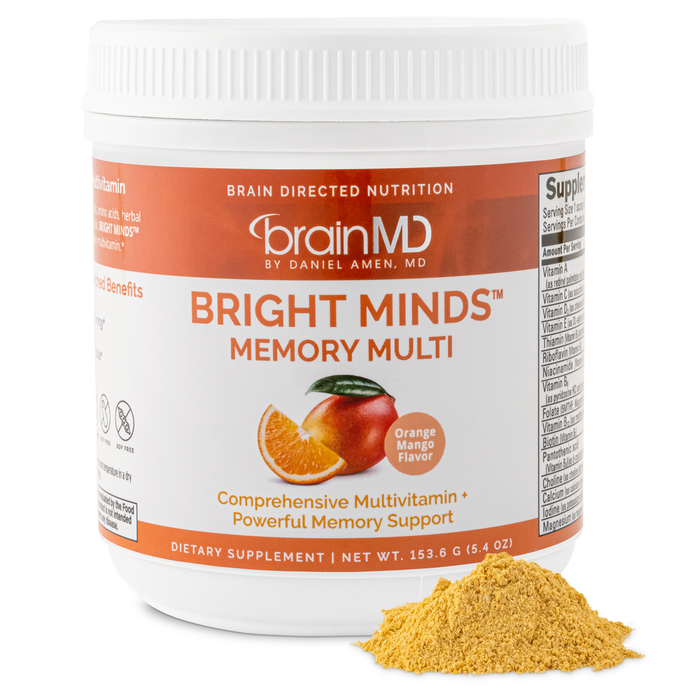 BrainMD Bright Minds Memory Multi, 5.4 oz, front of jar