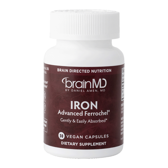 BrainMD Iron, 30 capsules, front of bottle