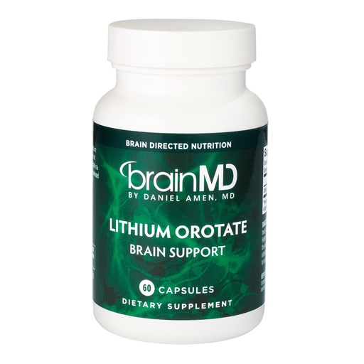 BrainMD Lithium Orotate 5 mg, 60 capsules, front of bottle