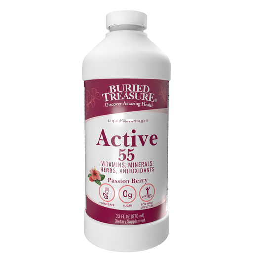 Buried Treasure Active 55 Plus, Passion Berry, 33 fl oz, front of bottle