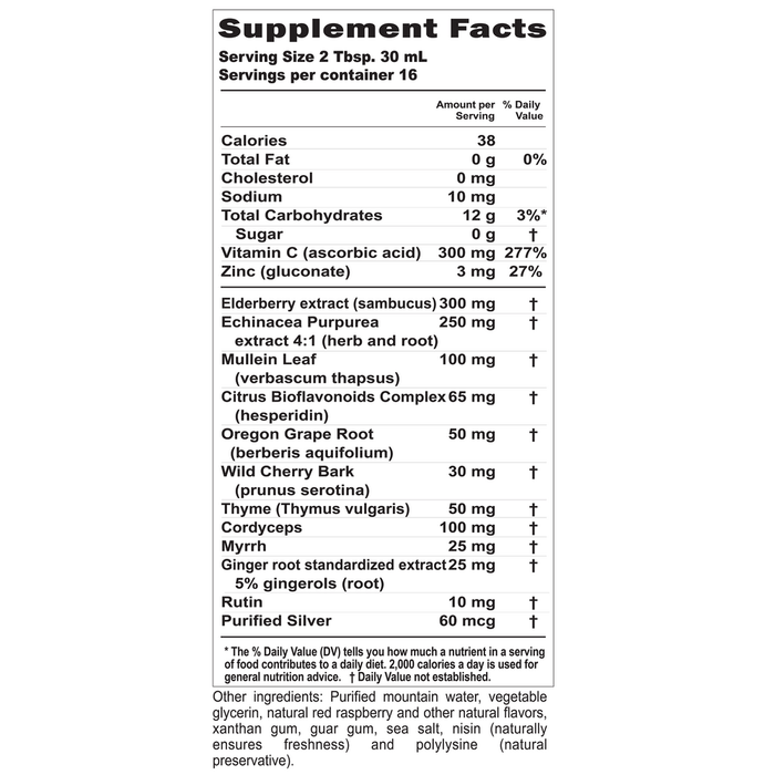 Buried Treasure Children's ACF Immune Support 16.54 fl oz supplement facts label
