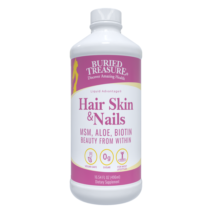 Buried Treasure Hair Skin & Nails, 16.54 fl oz, front of bottle