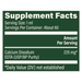 Supplement facts label with calcium disodium EDTA on a green background