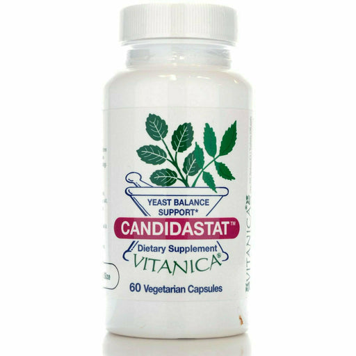 Vitanica Candidastat dietary supplement bottle on a white background
