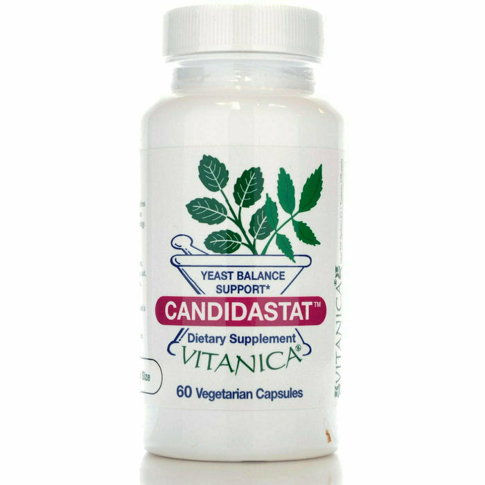 Vitanica Candidastat dietary supplement bottle on a white background