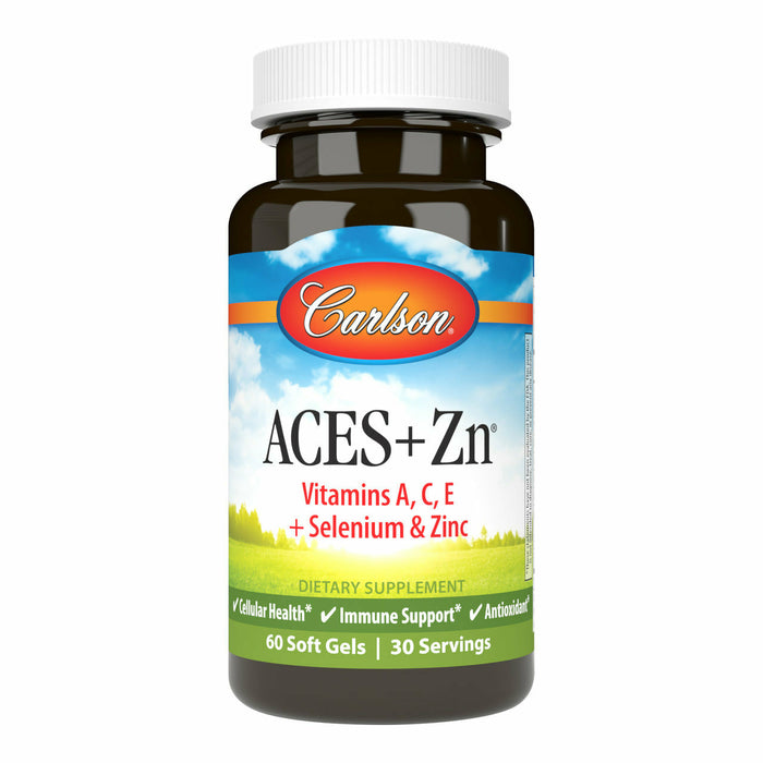 Carlson Labs ACES + Zn, 60 softgels, front of bottle