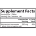 Carlson Labs Chelated Magnesium Glycinate 200 mg 180 tablets supplement facts label
