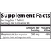 Carlson Labs Chelated Magnesium Glycinate 200 mg 90 tablets supplement facts label