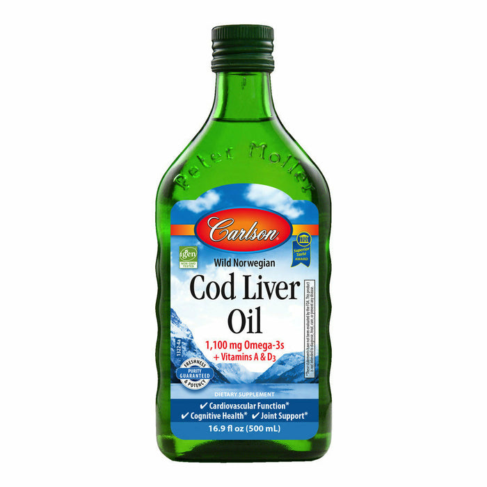 Carlson Labs Cod Liver Oil Liquid, 500 mL, front of bottle
