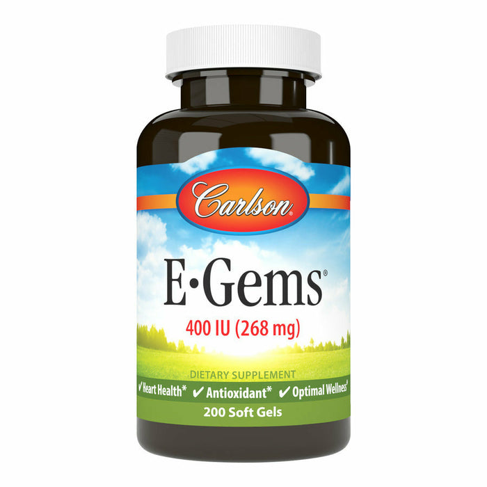Carlson Labs E-Gems 400 IU, 200 softgels, front of bottle