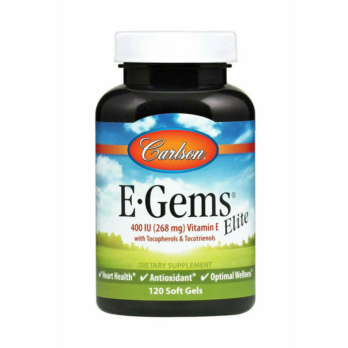 Carlson Labs EGems Elite 400 IU, 120 softgels, front of bottle, second view