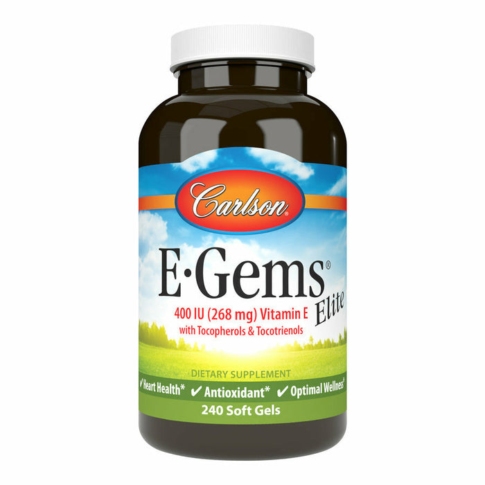 Carlson Labs EGems Elite 400 IU, 240 softgels, front of bottle