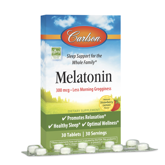 Carlson Labs Melatonin 300 mcg, 30 tablets, front of bottle