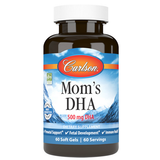 Carlson Labs Mom's DHA 500 mg, 60 softgels, front of bottle