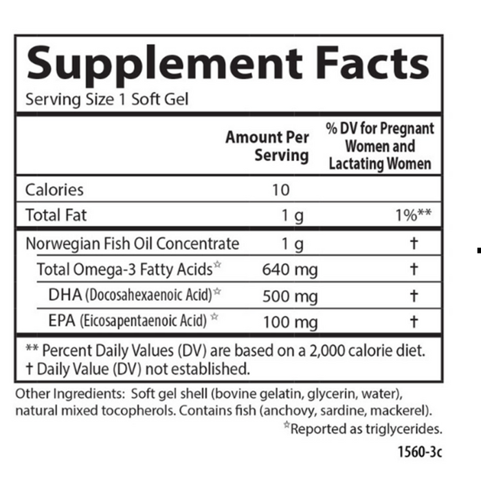 Carlson Labs Mom's DHA 500 mg supplement facts label