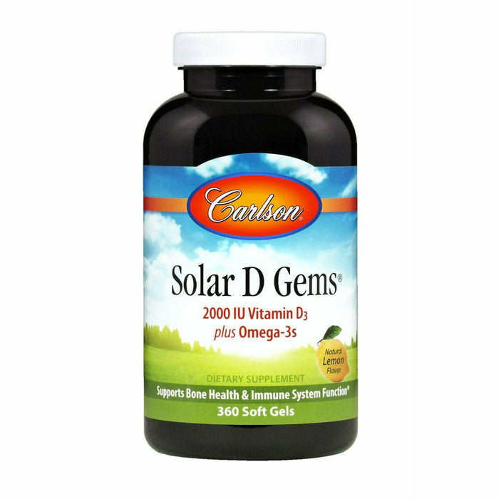 Carlson Labs Solar D Gems 2000 IU, 360 softgels, front of bottle