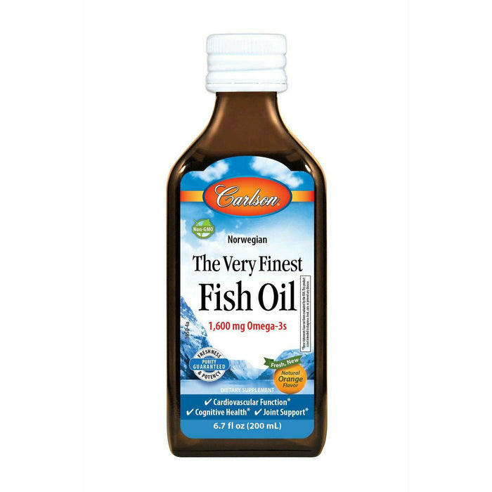 Carlson Labs The Very Finest Fish Oil Liquid Orange, 200 mL, front of bottle