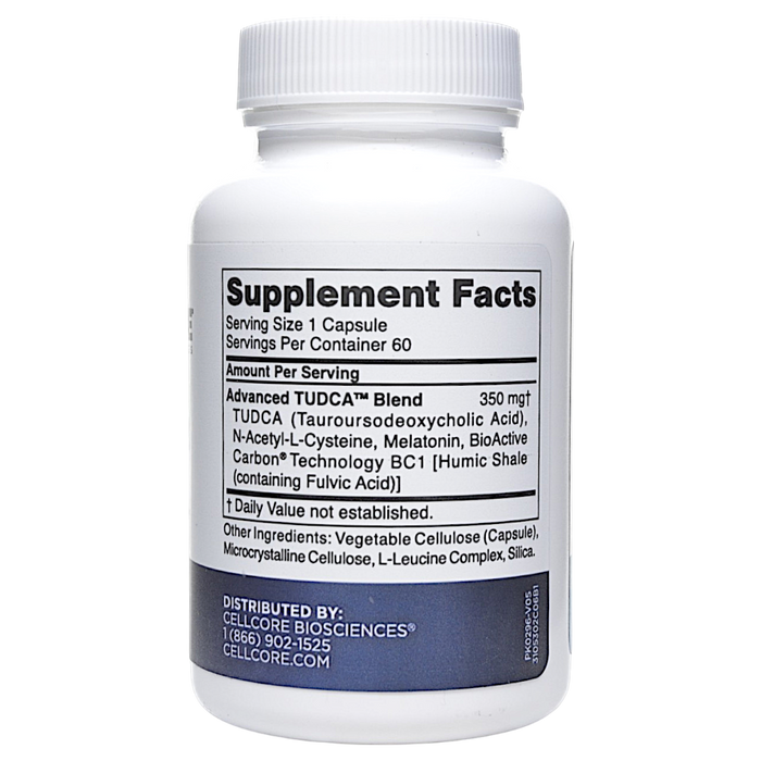 CellCore Biosciences Advanced TUDCA 60 capsules supplement facts label