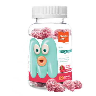 Chapter One Magnesium Gummies, Raspberry, 120 gummies, front of bottle