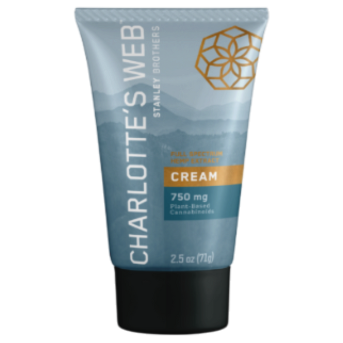 Charlotte's Web Hemp Infused Cream with CBD 750 mg, 2.5 oz, front of tube