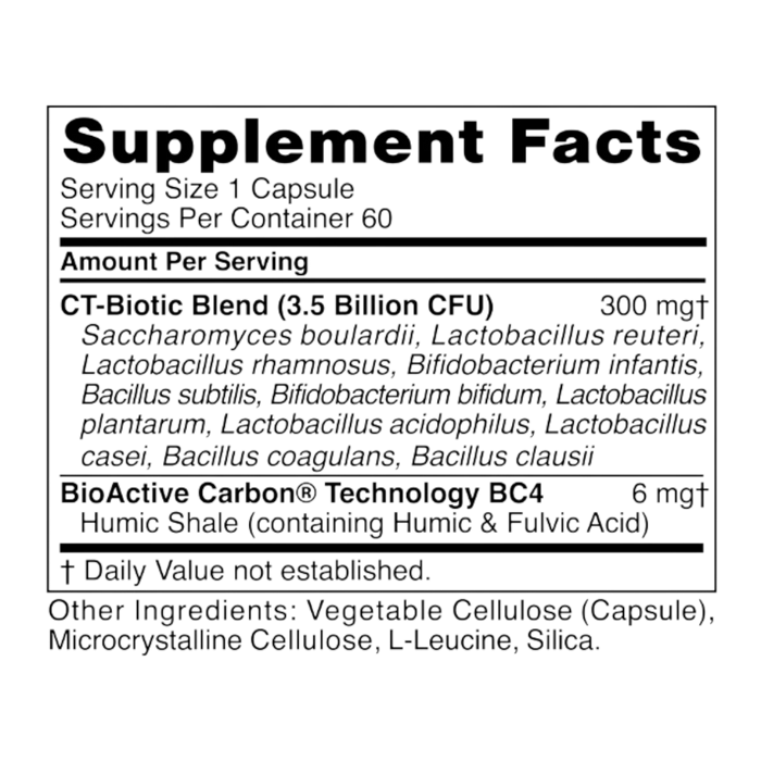 CT-Biotic 60 capsules Supplement Facts Label