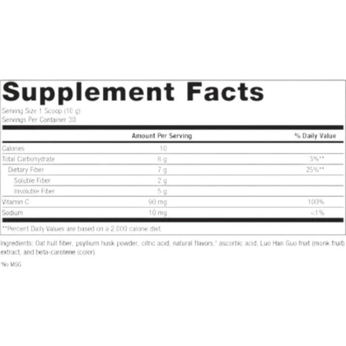Daily Fiber Boost 30 Servings Supplement Facts Label