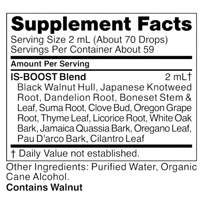 IS-BOOST 4 oz Supplement Facts Label