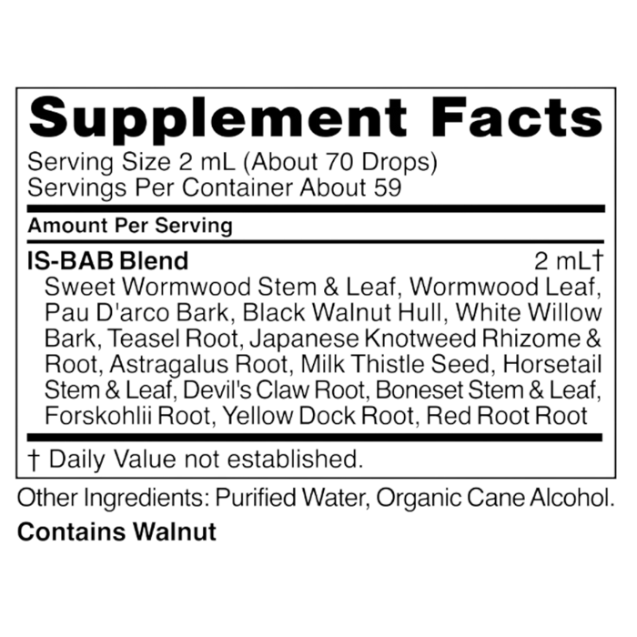 IS-BAB 4 oz Supplement Facts Label