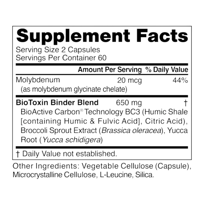 BioToxin Binder 120 capsules Supplement Facts Label