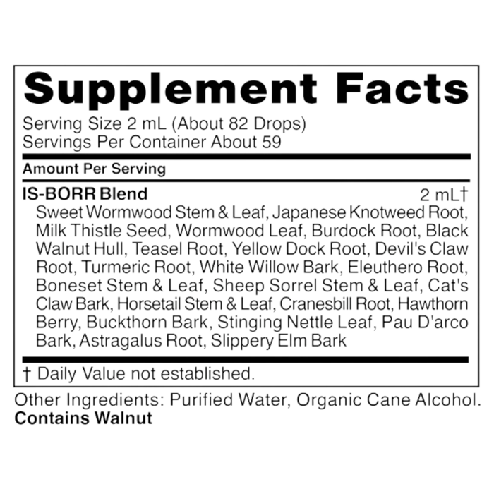 IS-BORR 4 oz Supplement Facts Label