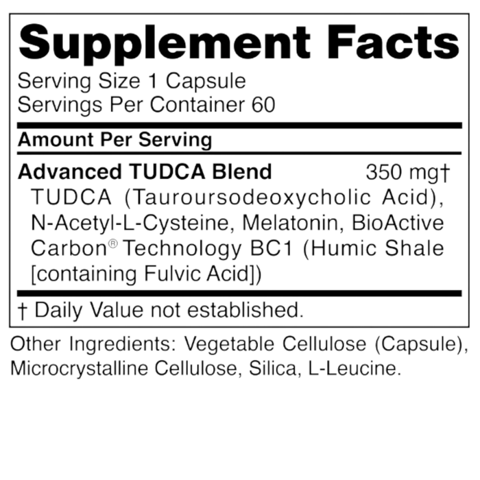 Advanced TUDCA 60 capsules Supplement Facts Label