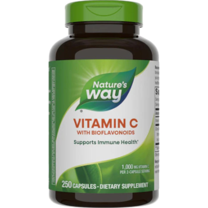 Nature's Way Vitamin C supplement bottle on a white background