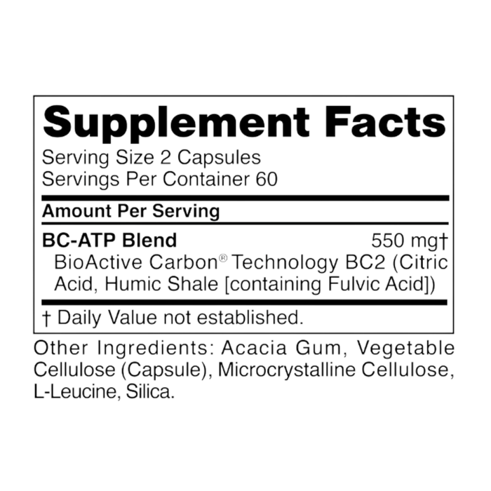 BC-ATP 120 capsules Supplement Facts Label