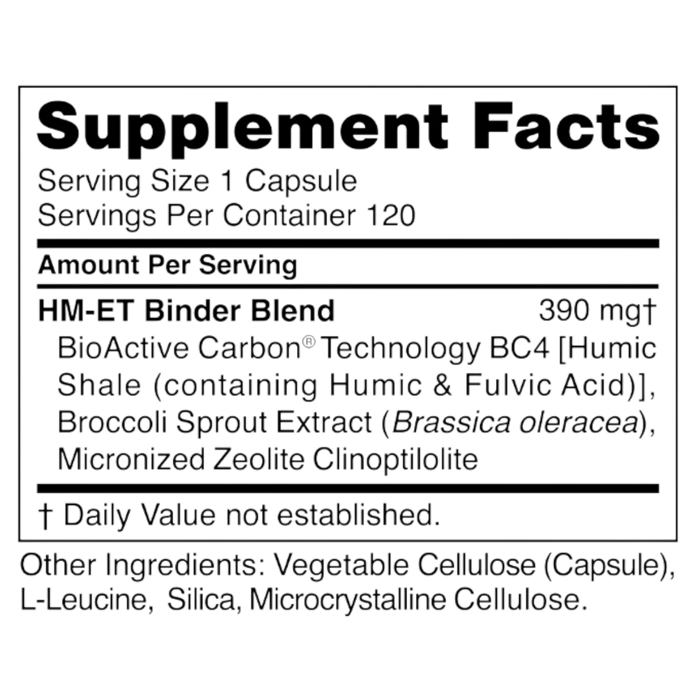 HM-ET Binder 120 capsules Supplement Facts Label
