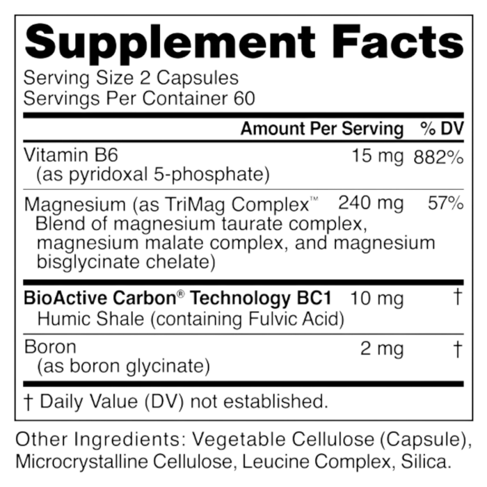 TriMag Complex 120 capsules Supplement Facts Label